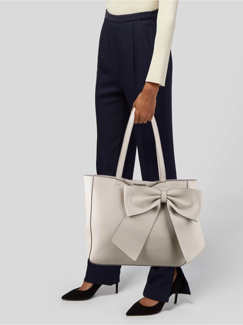 Karl Lagerfeld Bow Leather Tote Bag
